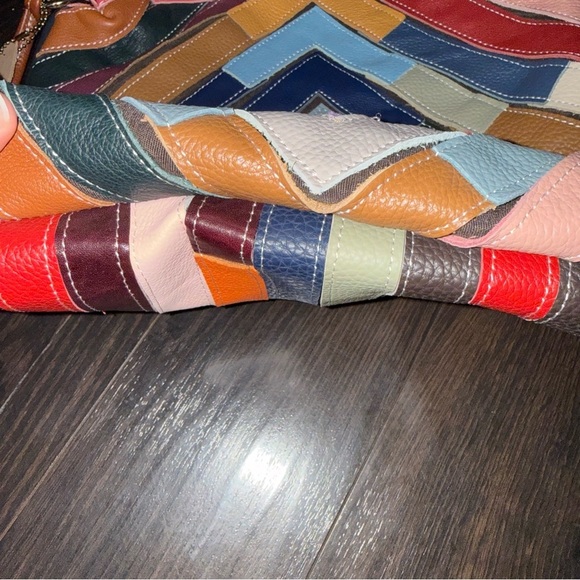 NWT CHAOS By Elsie Multi Color Solid Genuine Leather Rhombus Pattern Tote Bag - Picture 9 of 13